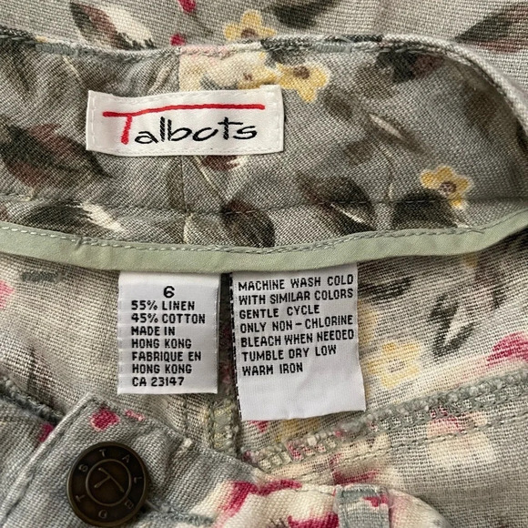 Women’s Talbots vintage linen blend floral high waist pants 6 - Picture 3 of 4